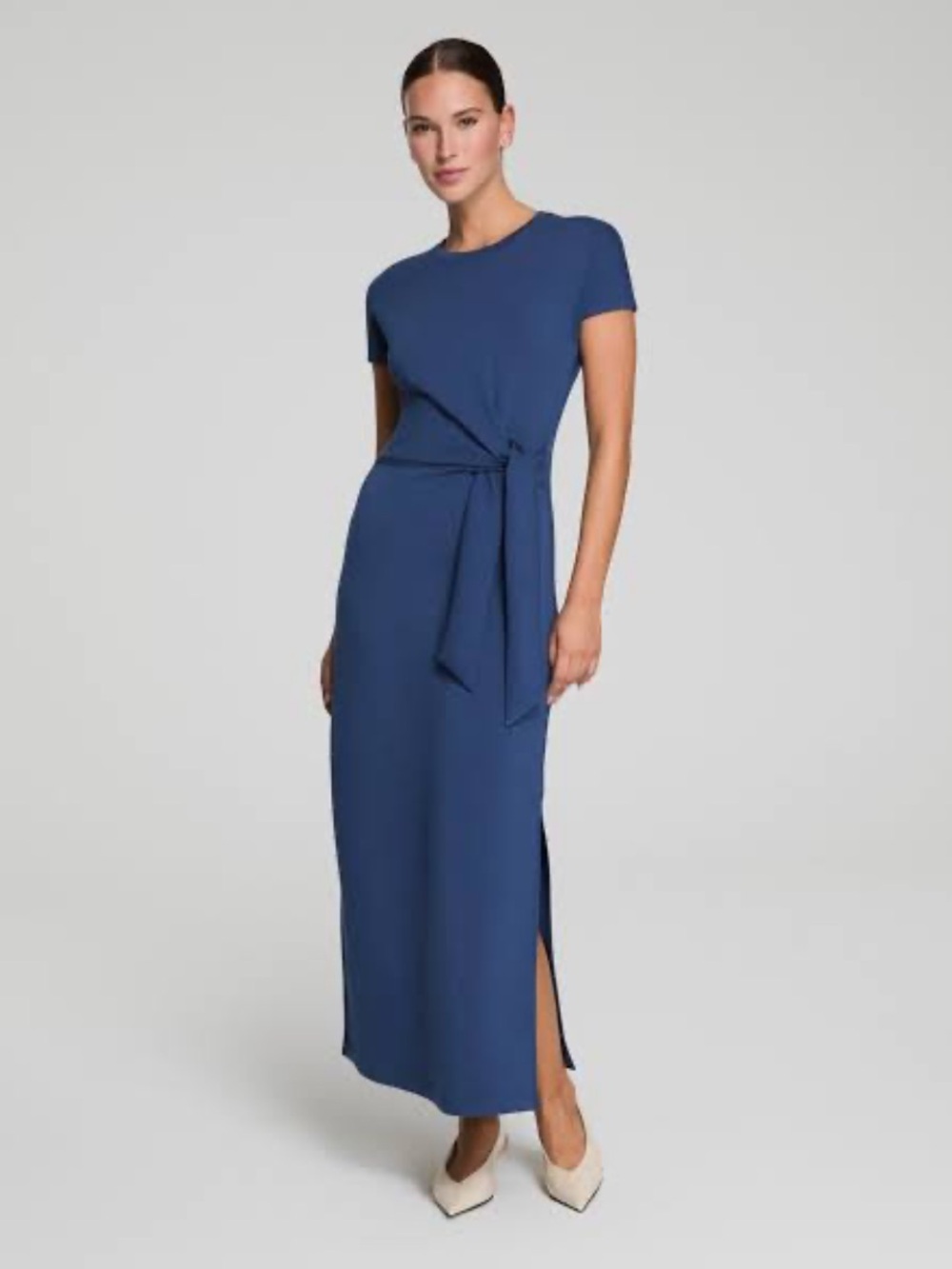 SPANX AirEssentials Tie-Waist Maxi Dress. Faded Indigo. XS. NWT.